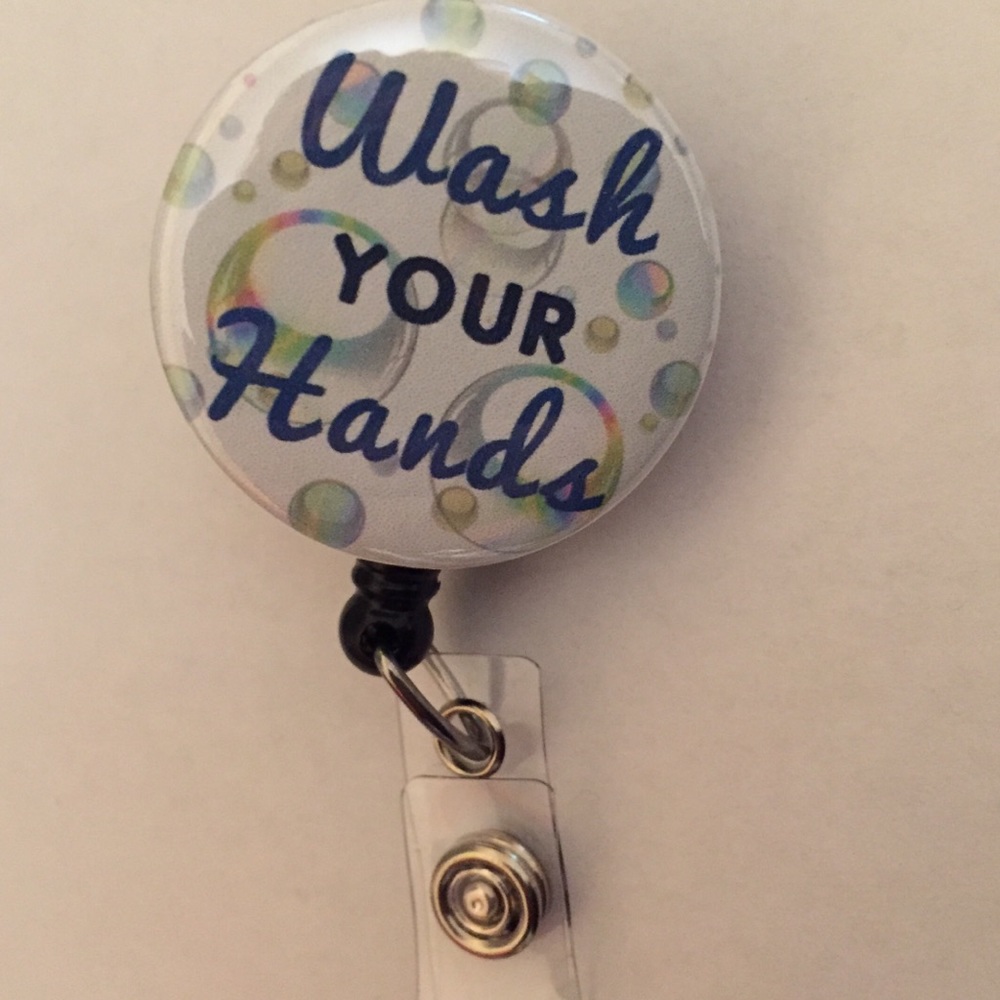 Wash Your Hands Retractable ID Badge Reel